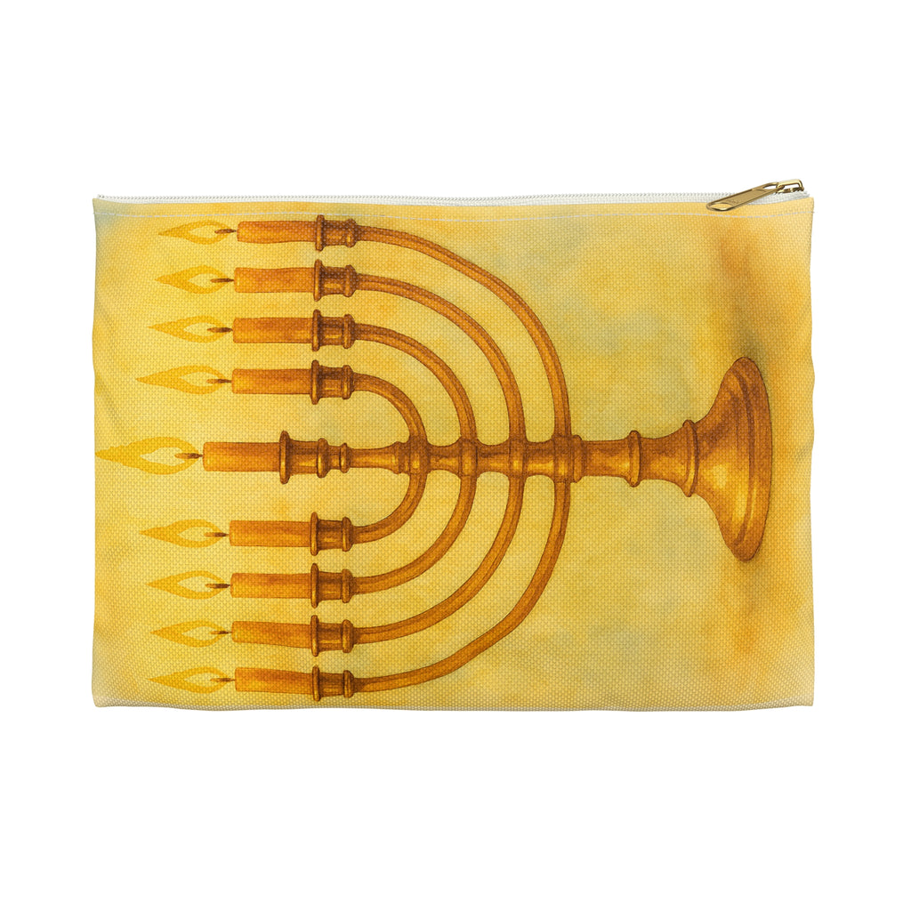 Menorah Accessory Pouch, Hanukkah Gift, Jewish Holiday Organizer, Zip Pouch, Festival of Lights Storage Bag