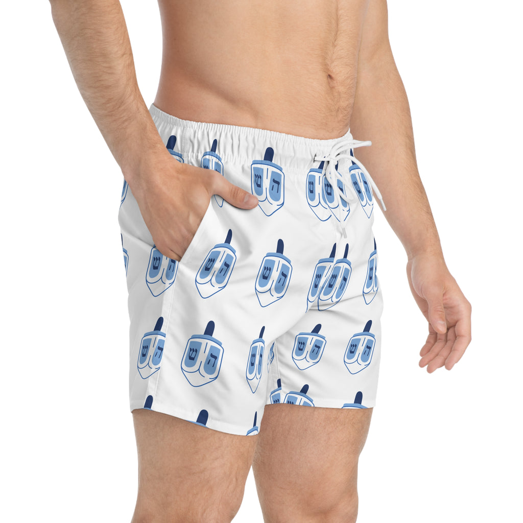 Men's Dreidel Patterned Swim Trunks, Fun Summer Beachwear, Poolside Shorts, Vacation Essentials, Gift for Him