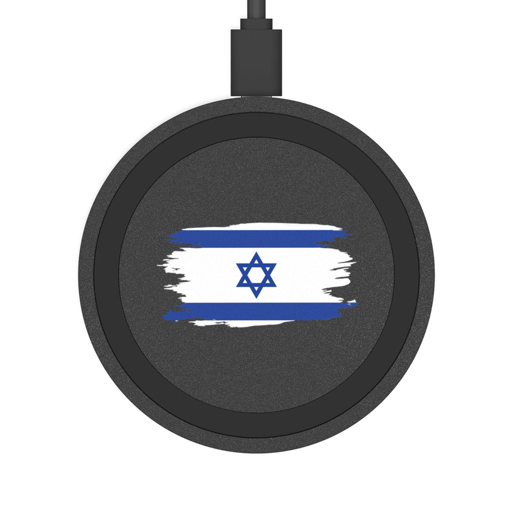 Israeli Flag Wireless Charging Pad, Tech Gift, Desk Organizer, Trendy Phone Charger, Home Decor, Hanukkah Gift, Birthday Present