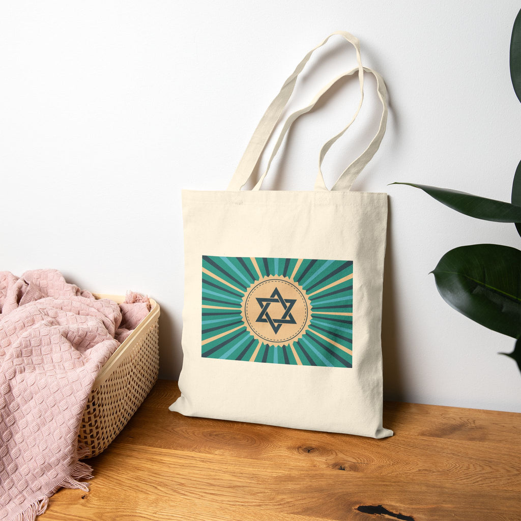 Star of David Cotton Canvas Tote Bag, Eco-Friendly Shopping Bag, Jewish Gift, Prayer Tote, Holiday Accessory