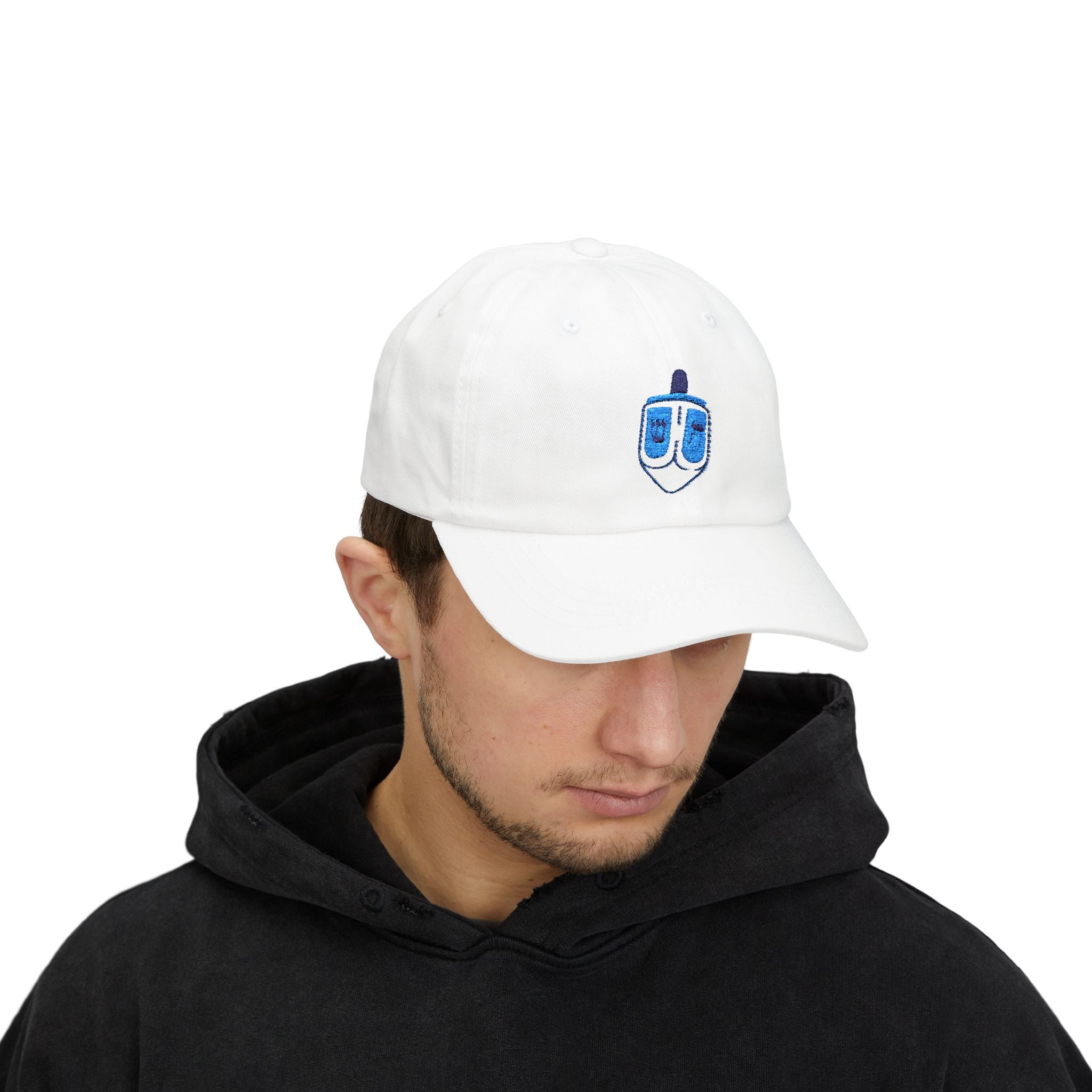 Hanukkah Spinning Dreidel Dad Cap, Classic White Cap, Holiday Gift, Casual Wear, Men’s Unisex Hat