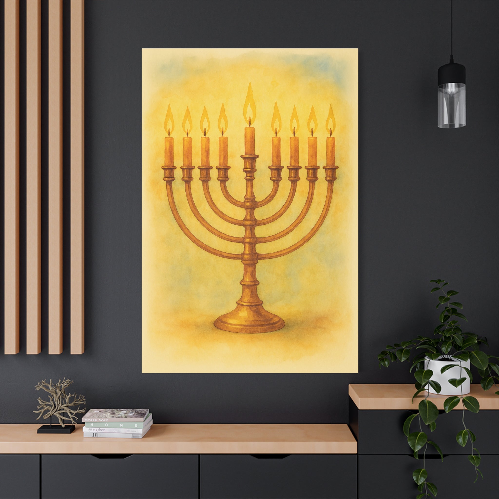 Hanukkah Canvas Wall Art, Celebrate Faith, Jewish Home Decor, Holiday Decoration, Gift for Menorah Lovers