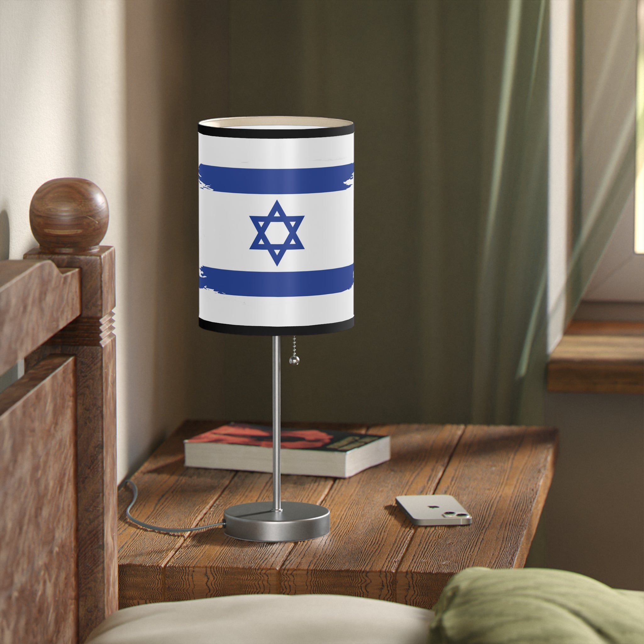 Israeli Flag Desk Lamp, Decorative Night Light, Home Office Decor, Unique Gift for Holidays, Modern Style Table Lamp