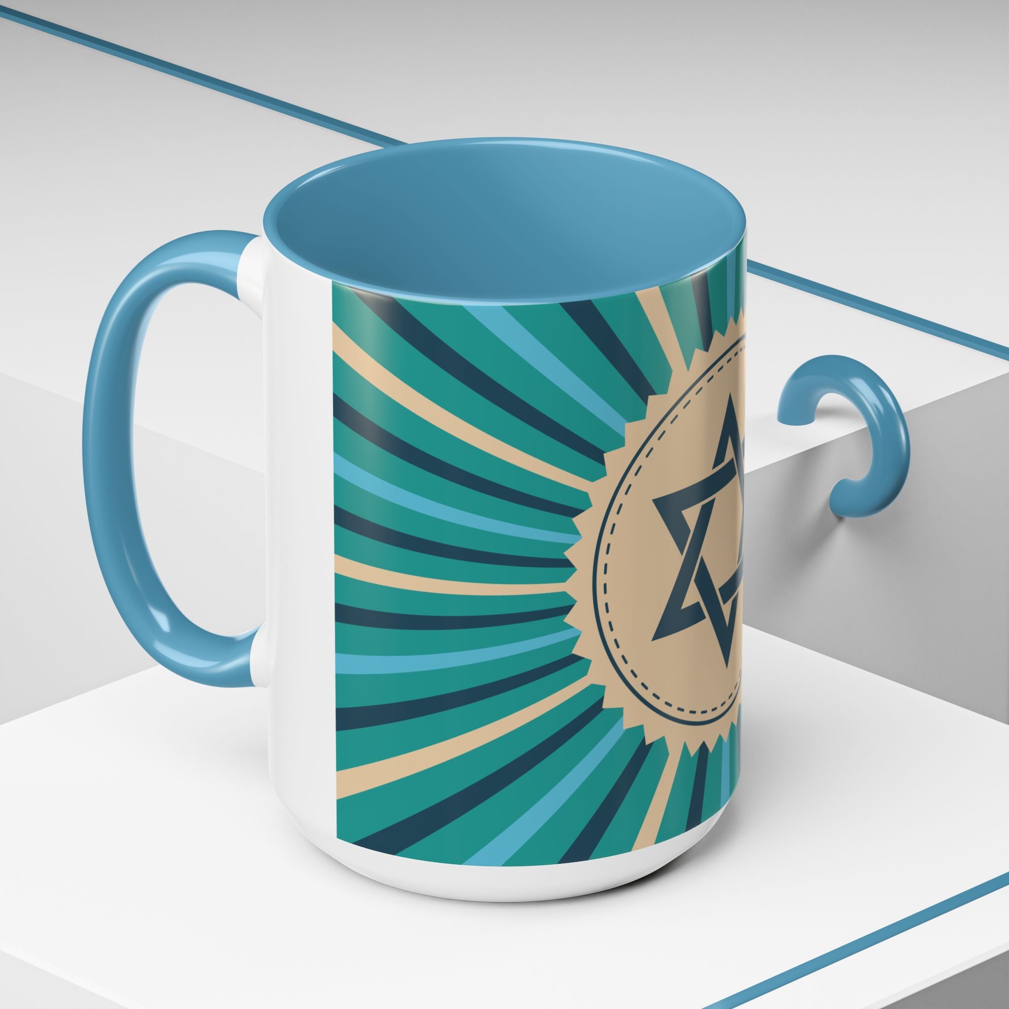 Star of David Accent Coffee Mug - Jewish Gifts, Hanukkah Decor, Coffee Lover's Mug