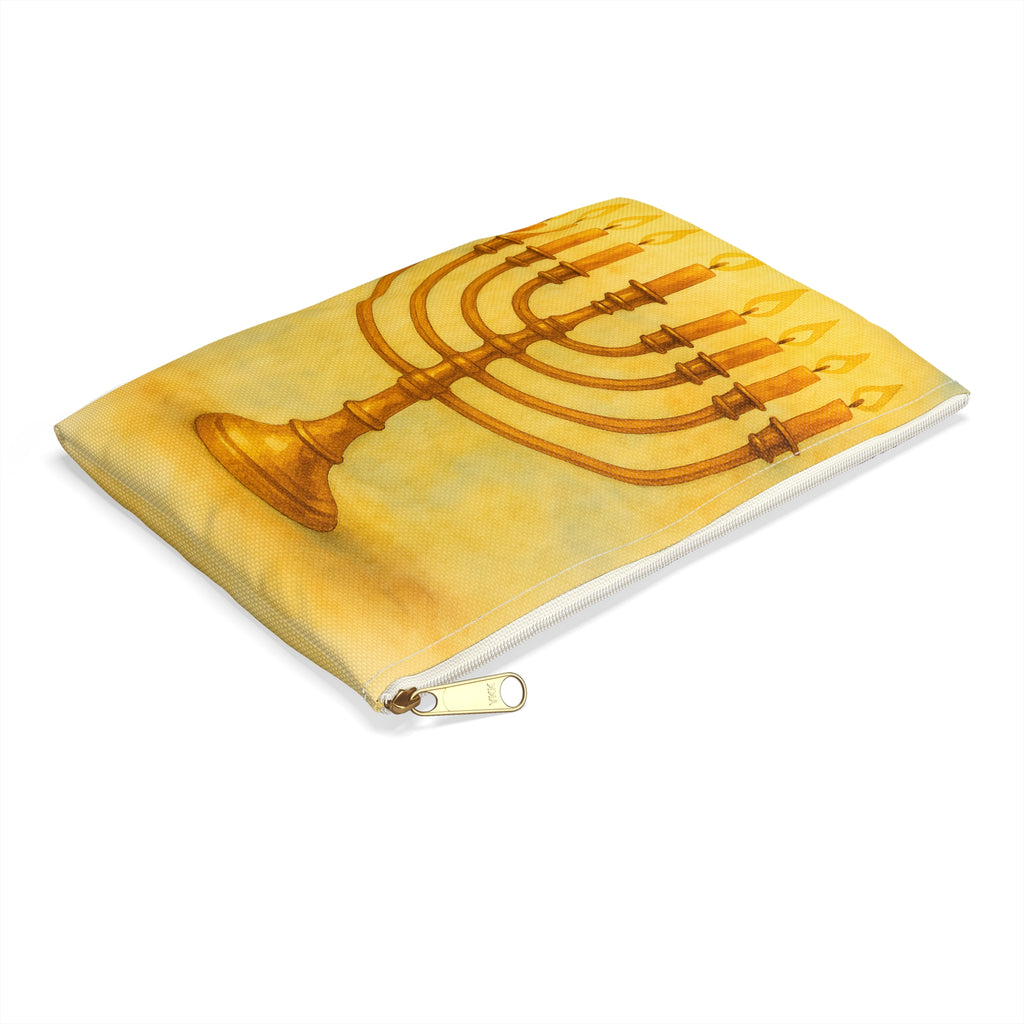 Menorah Accessory Pouch, Hanukkah Gift, Jewish Holiday Organizer, Zip Pouch, Festival of Lights Storage Bag