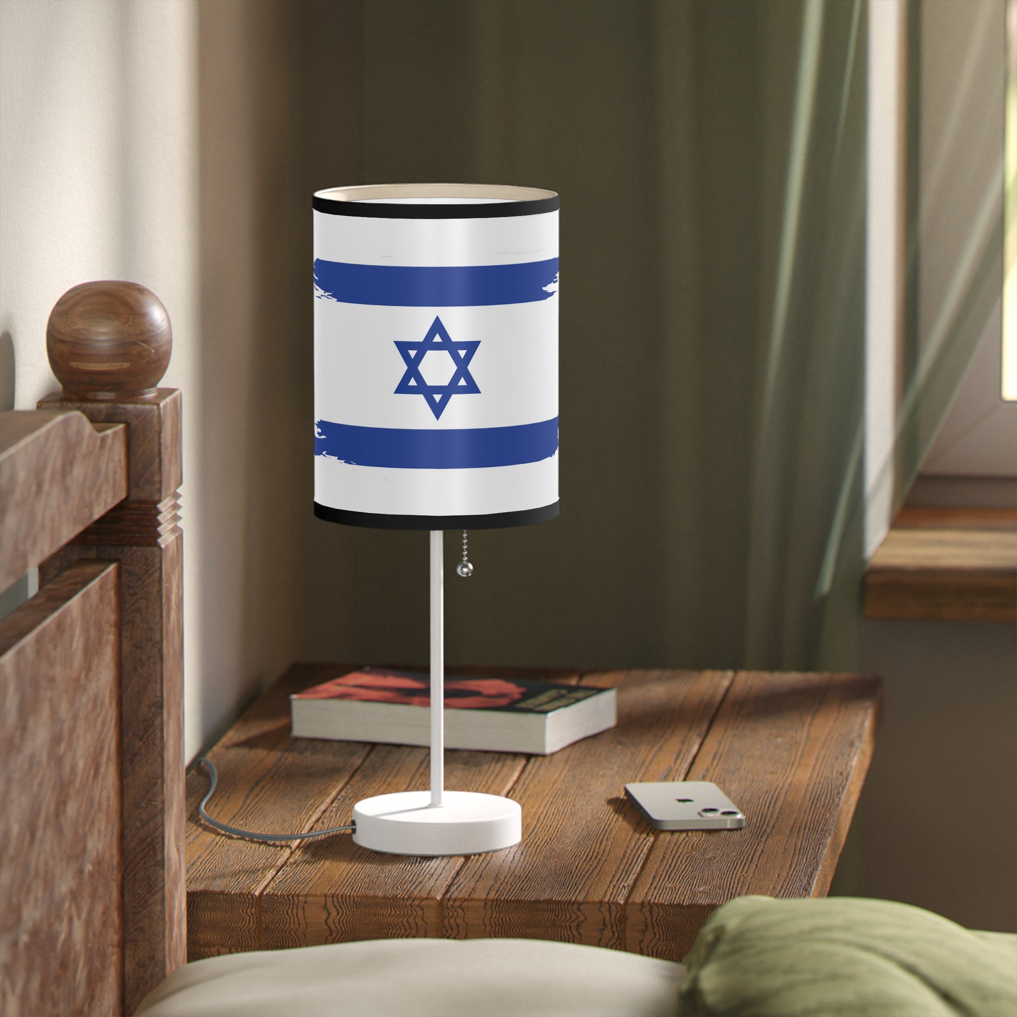 Israeli Flag Desk Lamp, Decorative Night Light, Home Office Decor, Unique Gift for Holidays, Modern Style Table Lamp