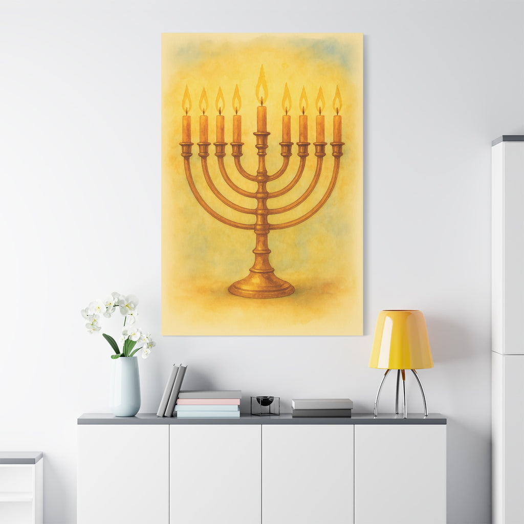 Hanukkah Canvas Wall Art, Celebrate Faith, Jewish Home Decor, Holiday Decoration, Gift for Menorah Lovers