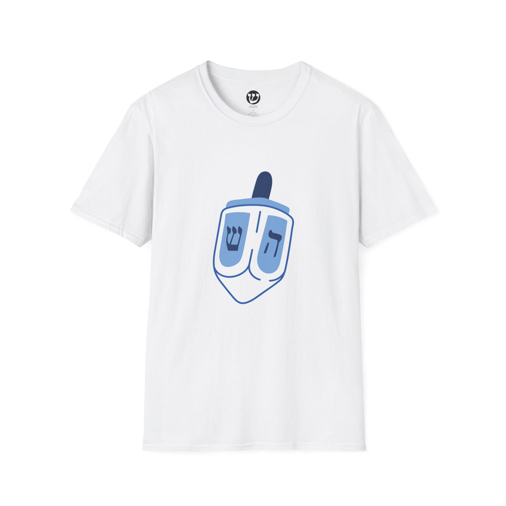 Chanukah Dreidel T-Shirt, Unisex Softstyle Tee, Holiday Gift, Funny Jewish Apparel, Festival of Lights, Men and Women Clothing