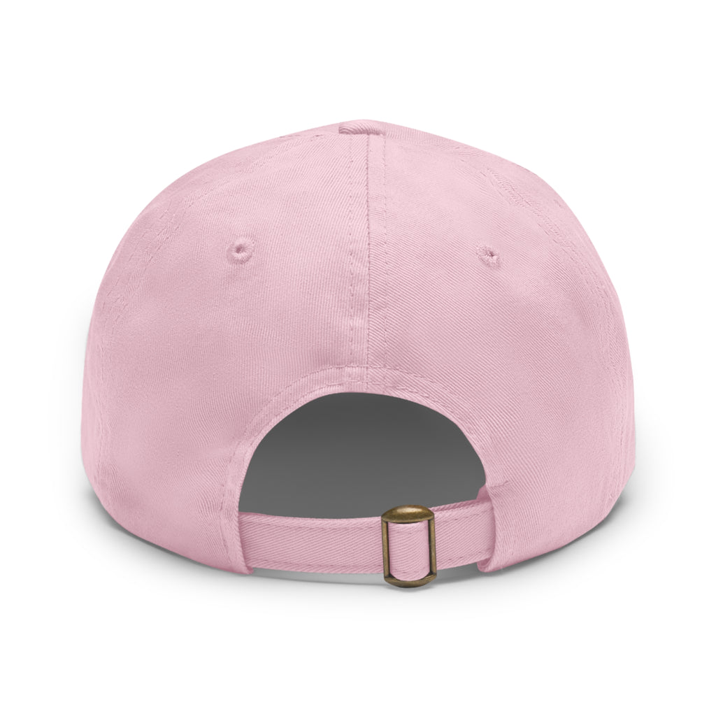 Pink Leather Patch Dad Hat with Dreidel Design, Adjustable Hat for Hanukkah, Gift for Dad/Mom, Casual Everyday Wear