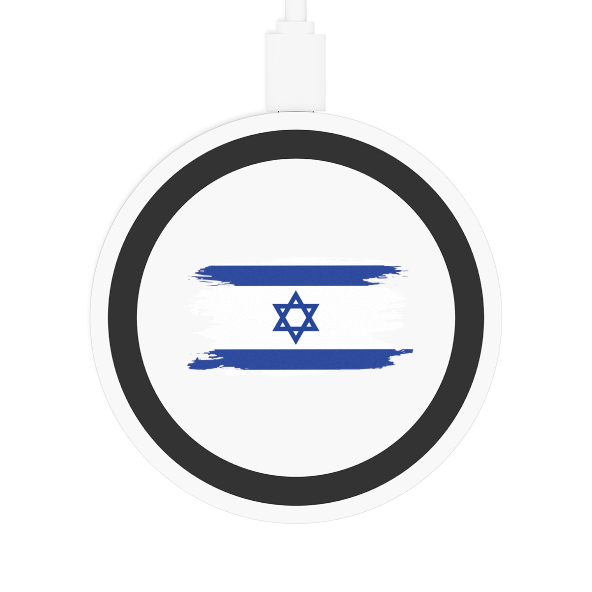 Israeli Flag Wireless Charging Pad, Tech Gift, Desk Organizer, Trendy Phone Charger, Home Decor, Hanukkah Gift, Birthday Present