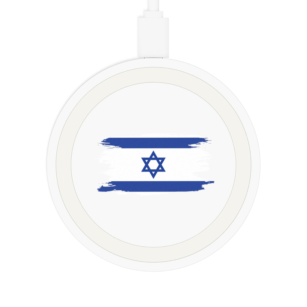 Israeli Flag Wireless Charging Pad, Tech Gift, Desk Organizer, Trendy Phone Charger, Home Decor, Hanukkah Gift, Birthday Present