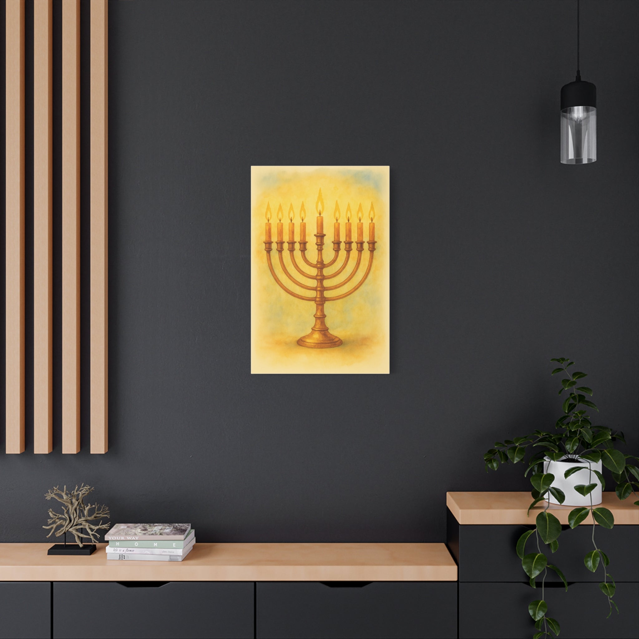 Hanukkah Canvas Wall Art, Celebrate Faith, Jewish Home Decor, Holiday Decoration, Gift for Menorah Lovers