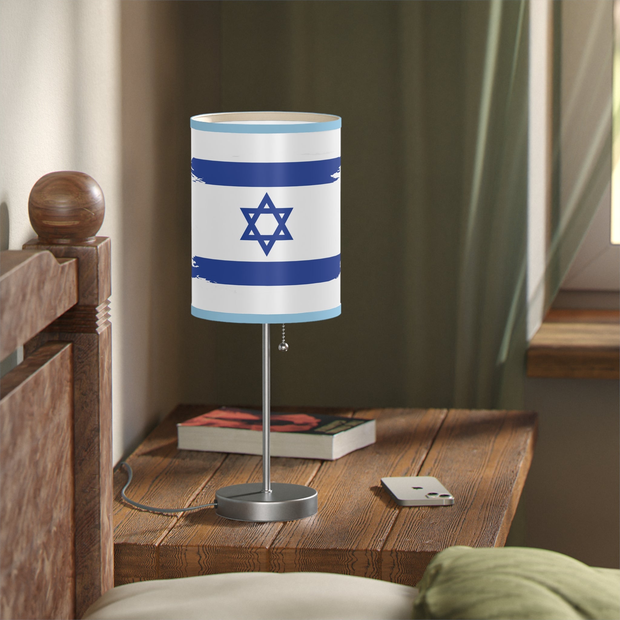 Israeli Flag Desk Lamp, Decorative Night Light, Home Office Decor, Unique Gift for Holidays, Modern Style Table Lamp