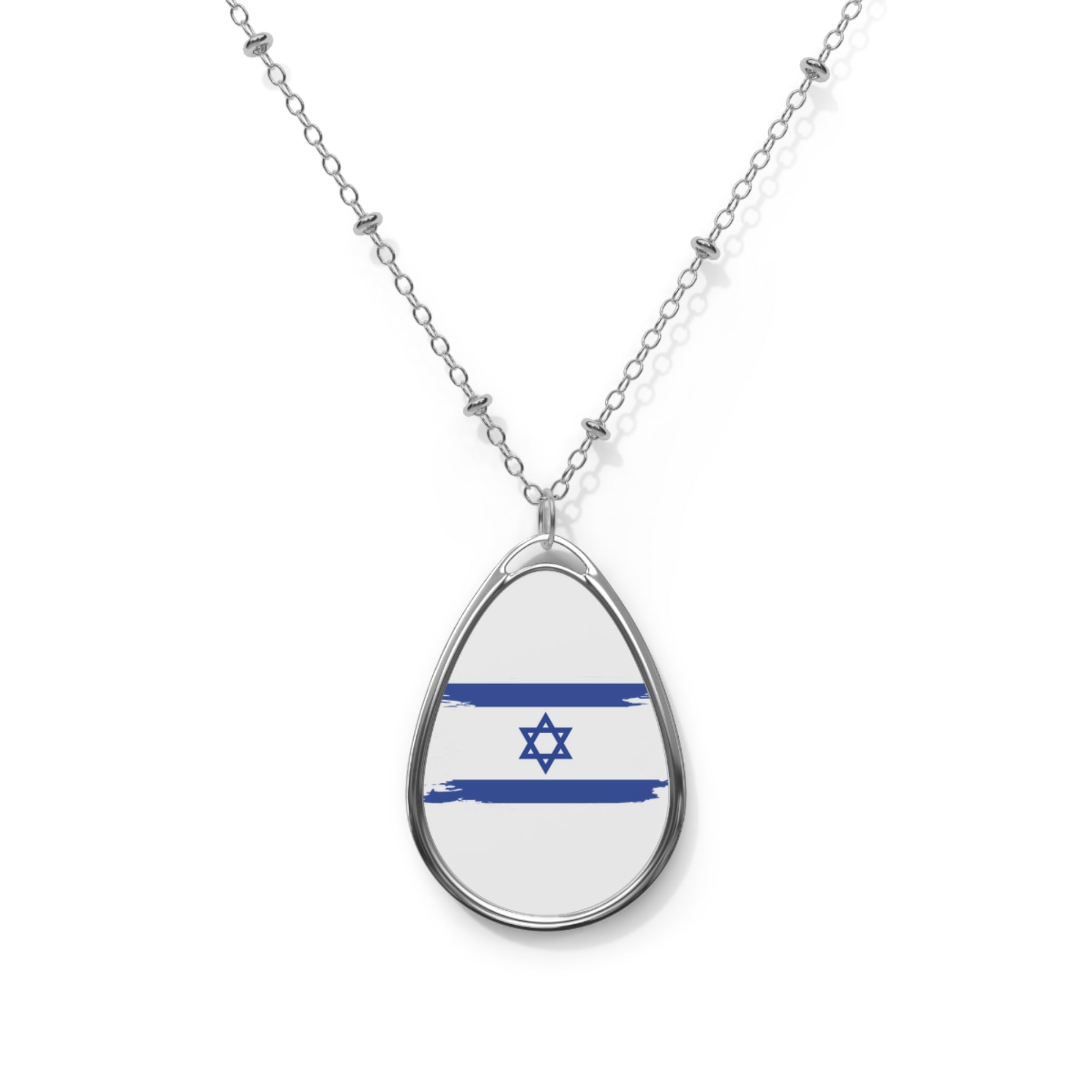 Israeli Flag Oval Necklace, Meaningful Jewelry Gift, Support Israel, Layering Necklace, Unique Pendant, Special Occasion Jewelry