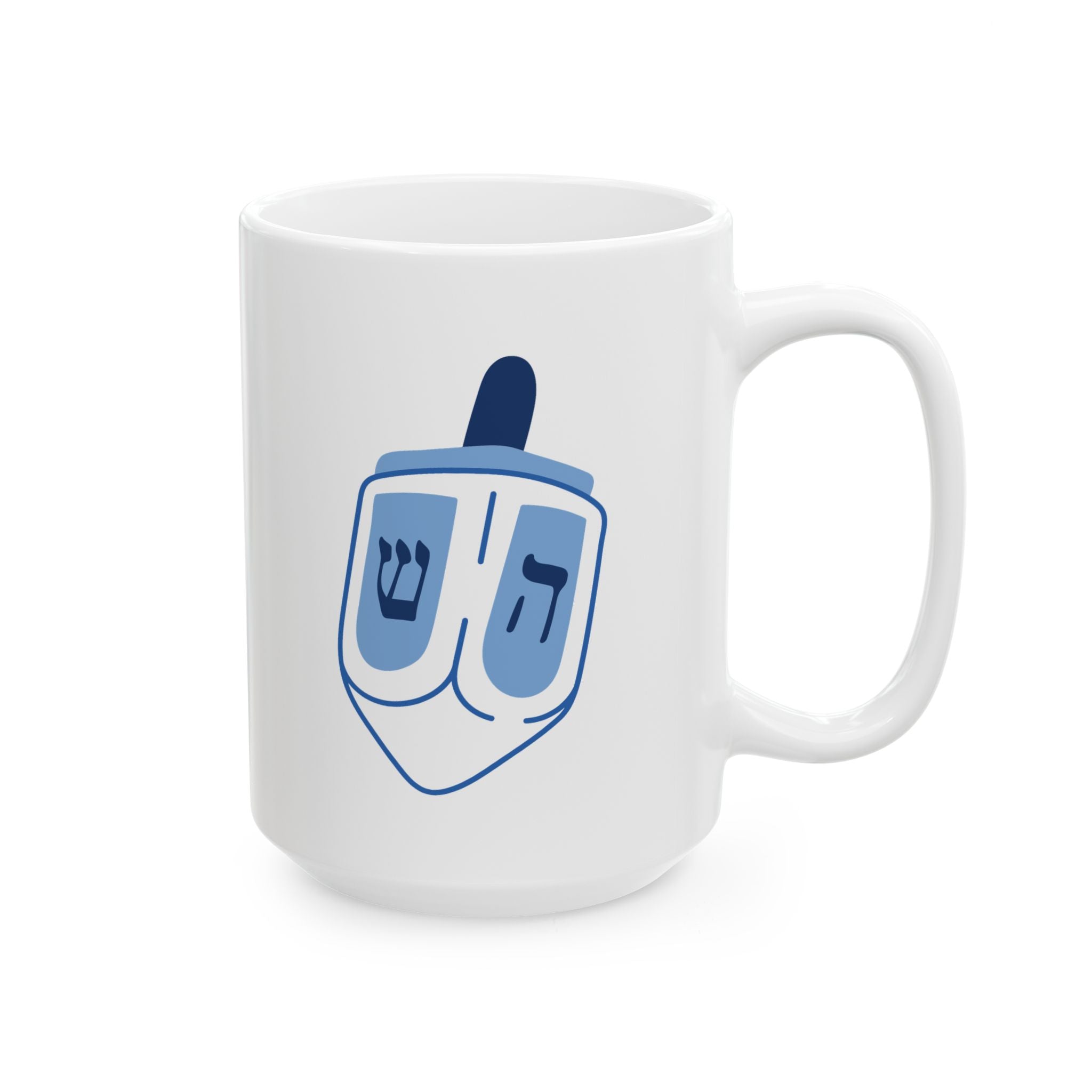 Dreidel Ceramic Mug with Modern Blue Design, Coffee Cup, Gift for Him/Her, Home Decor, Unique Kitchenware