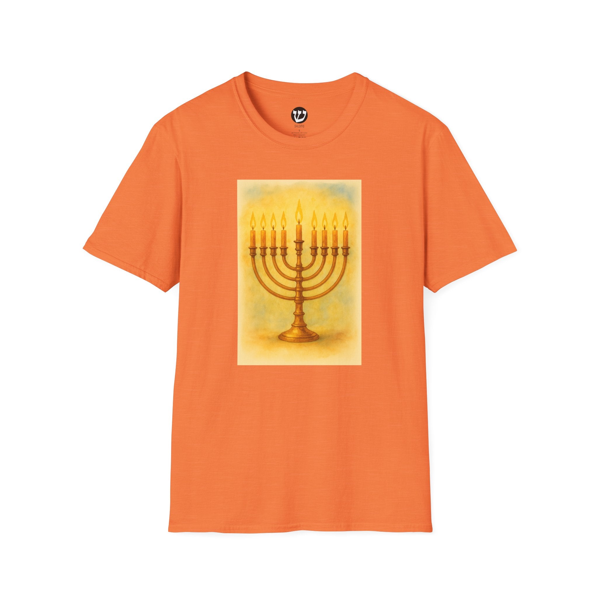 Chanukah Menorah T-Shirt, Unisex Softstyle Tee, Holiday Gift, Jewish Apparel, Festival of Lights, Men and Women Clothing