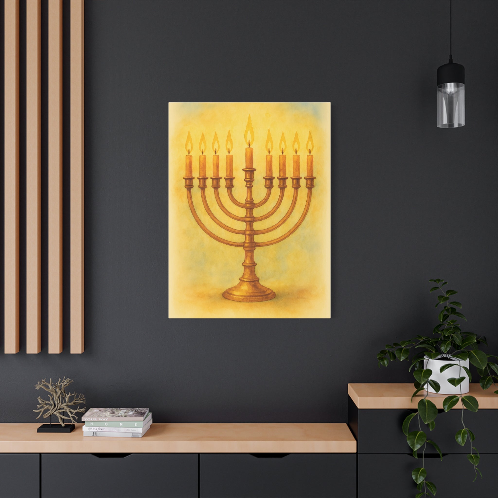 Hanukkah Canvas Wall Art, Celebrate Faith, Jewish Home Decor, Holiday Decoration, Gift for Menorah Lovers