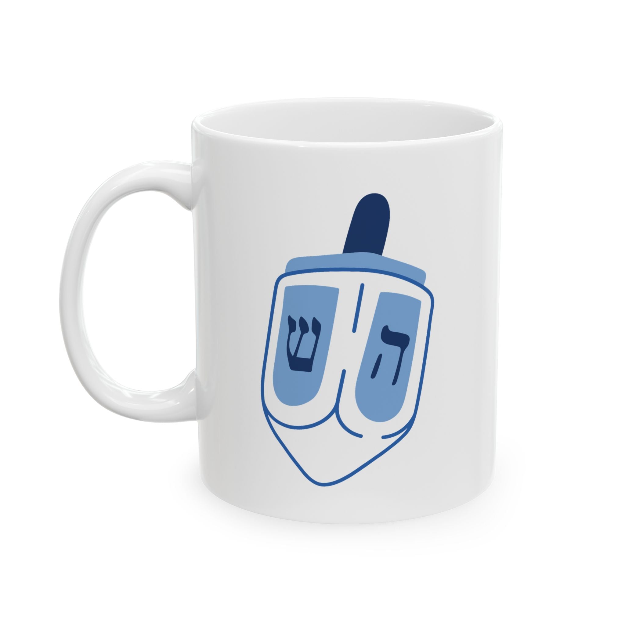 Dreidel Ceramic Mug with Modern Blue Design, Coffee Cup, Gift for Him/Her, Home Decor, Unique Kitchenware