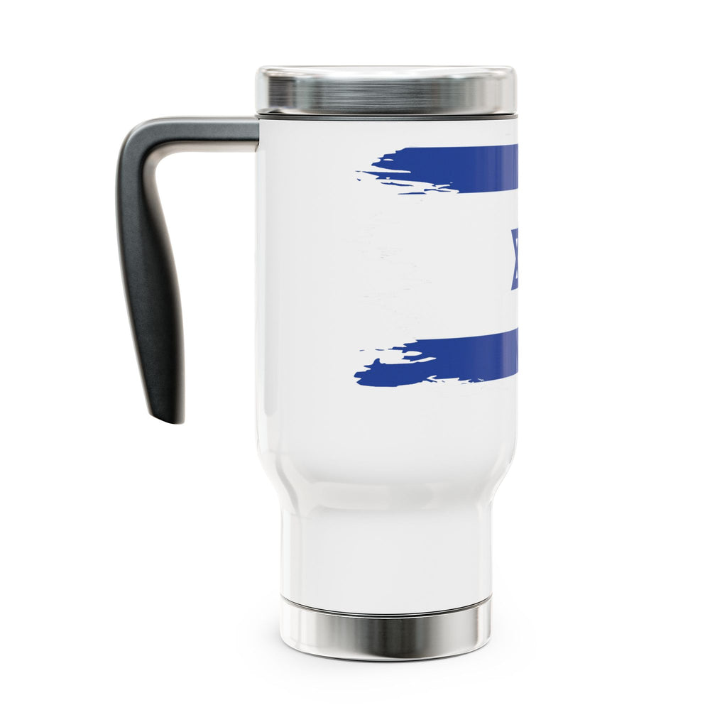 Travel Mug with Handle, Israeli Flag Design, Perfect for Gifts, Travel, Coffee Lovers, Hanukkah