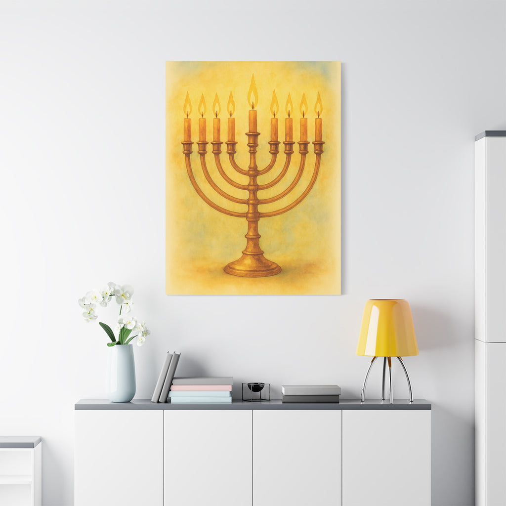 Hanukkah Canvas Wall Art, Celebrate Faith, Jewish Home Decor, Holiday Decoration, Gift for Menorah Lovers