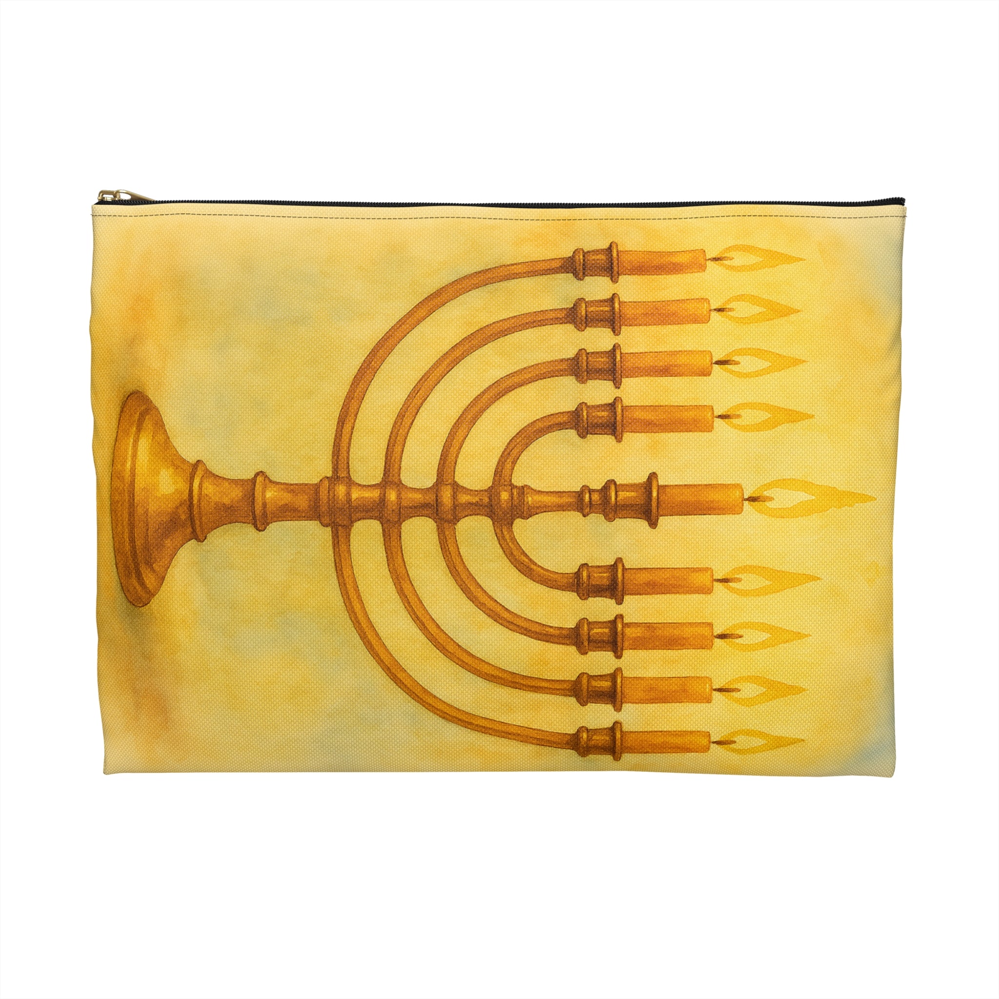 Menorah Accessory Pouch, Hanukkah Gift, Jewish Holiday Organizer, Zip Pouch, Festival of Lights Storage Bag