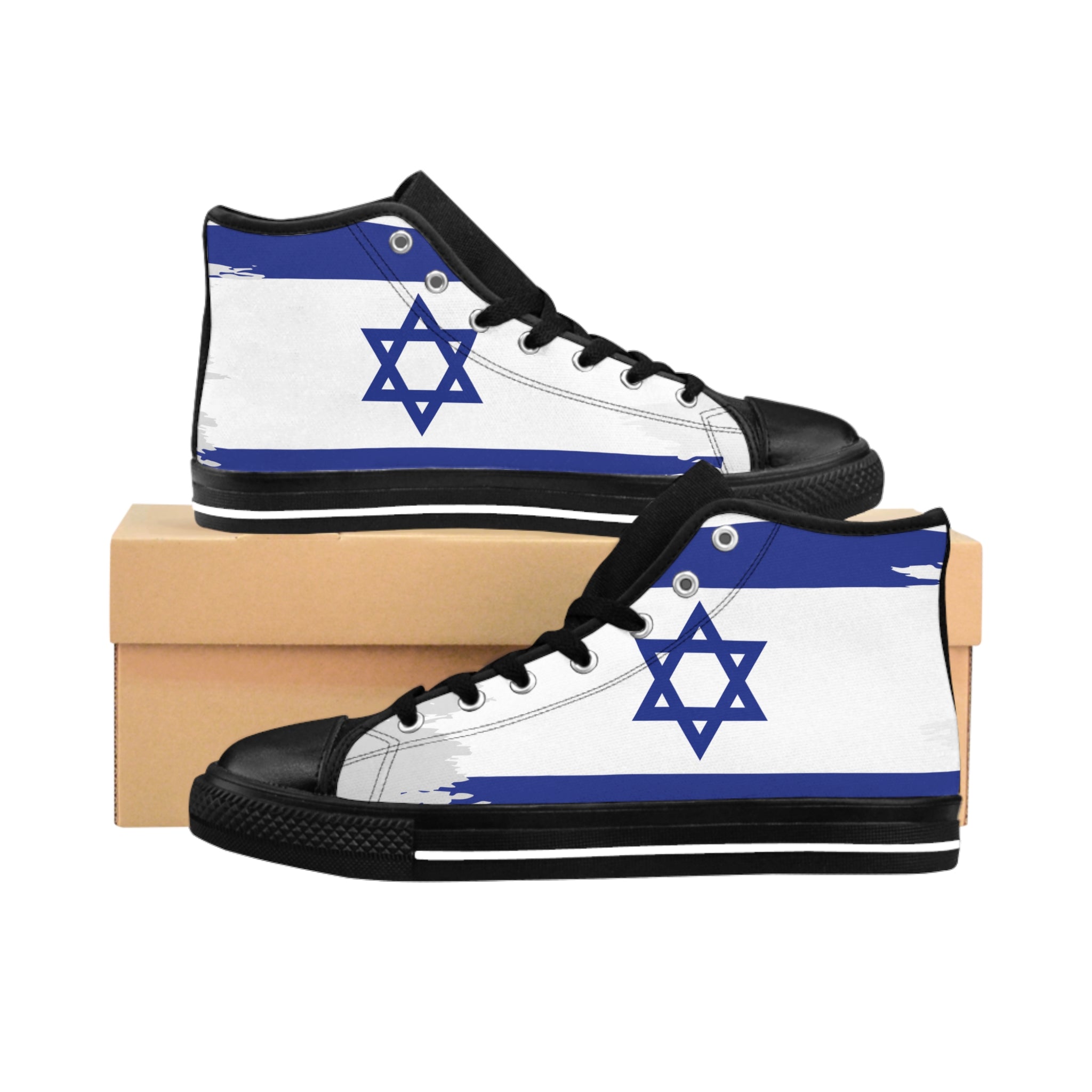 Stylish Sneakers with Star of David Design, Trendy Footwear for Celebrations, Unique Gift for Men, Casual Fashion, Holiday Ready