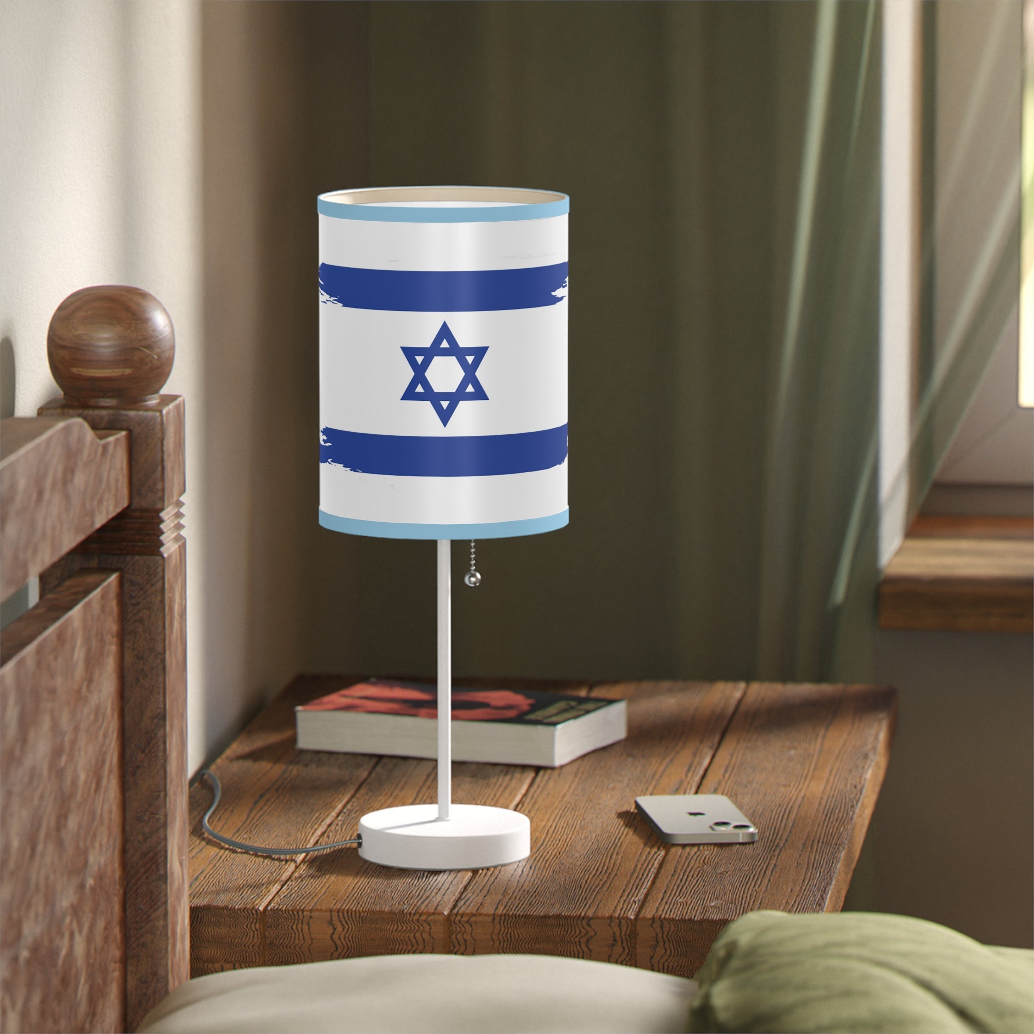 Israeli Flag Desk Lamp, Decorative Night Light, Home Office Decor, Unique Gift for Holidays, Modern Style Table Lamp