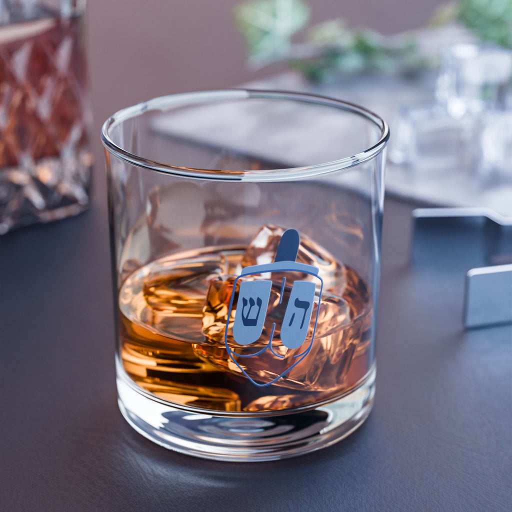 Hanukkah Rocks Glass, 10oz | Dreidel Design, Jewish Gifts, Celebration Drinkware, Holiday Pub Glass, Festive Barware