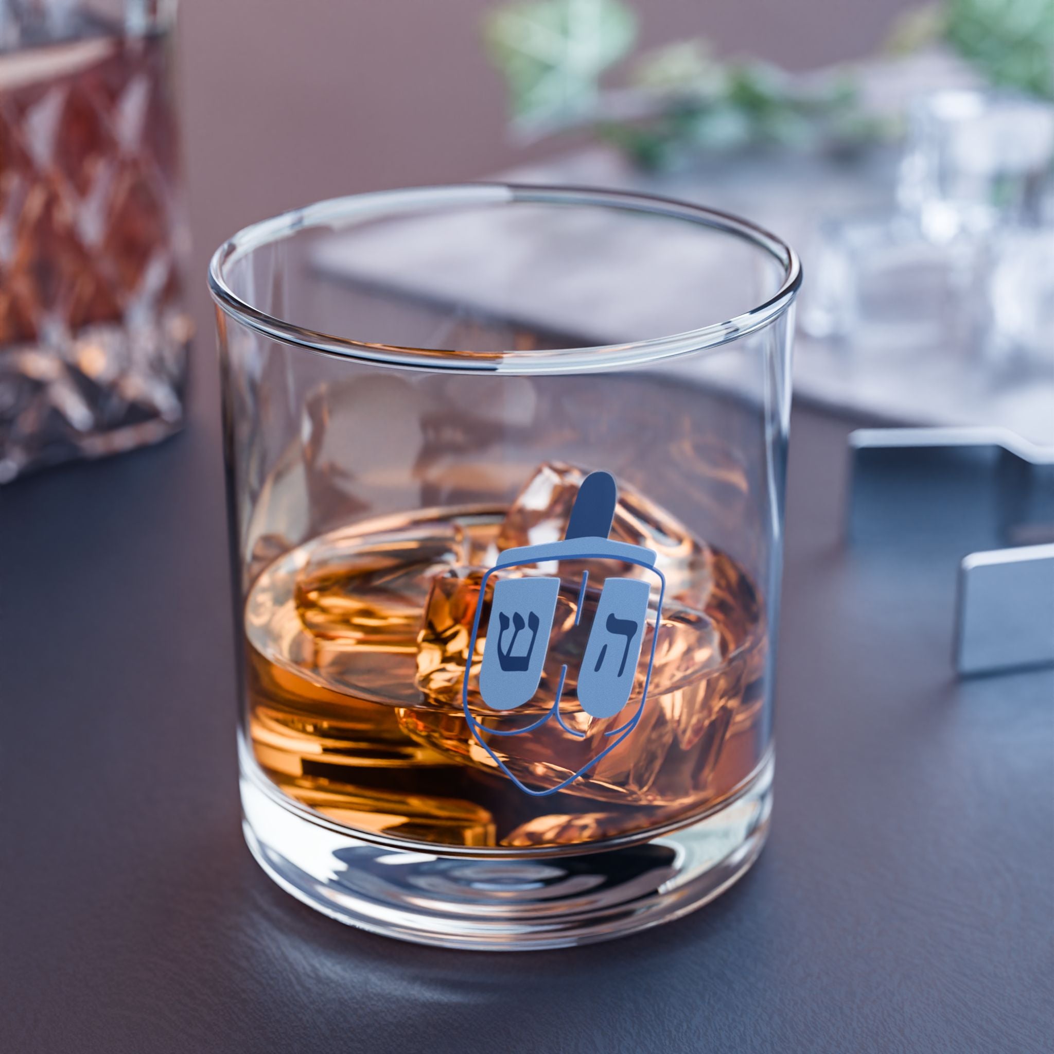 Hanukkah Rocks Glass, 10oz | Dreidel Design, Jewish Gifts, Celebration Drinkware, Holiday Pub Glass, Festive Barware