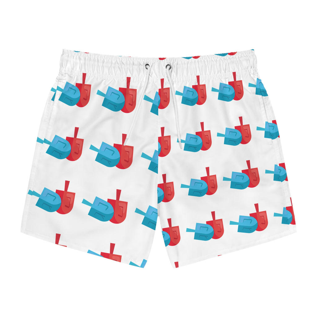 Men's Dreidel Patterned Swim Trunks, Fun Summer Beachwear, Poolside Shorts, Vacation Essentials, Gift for Him