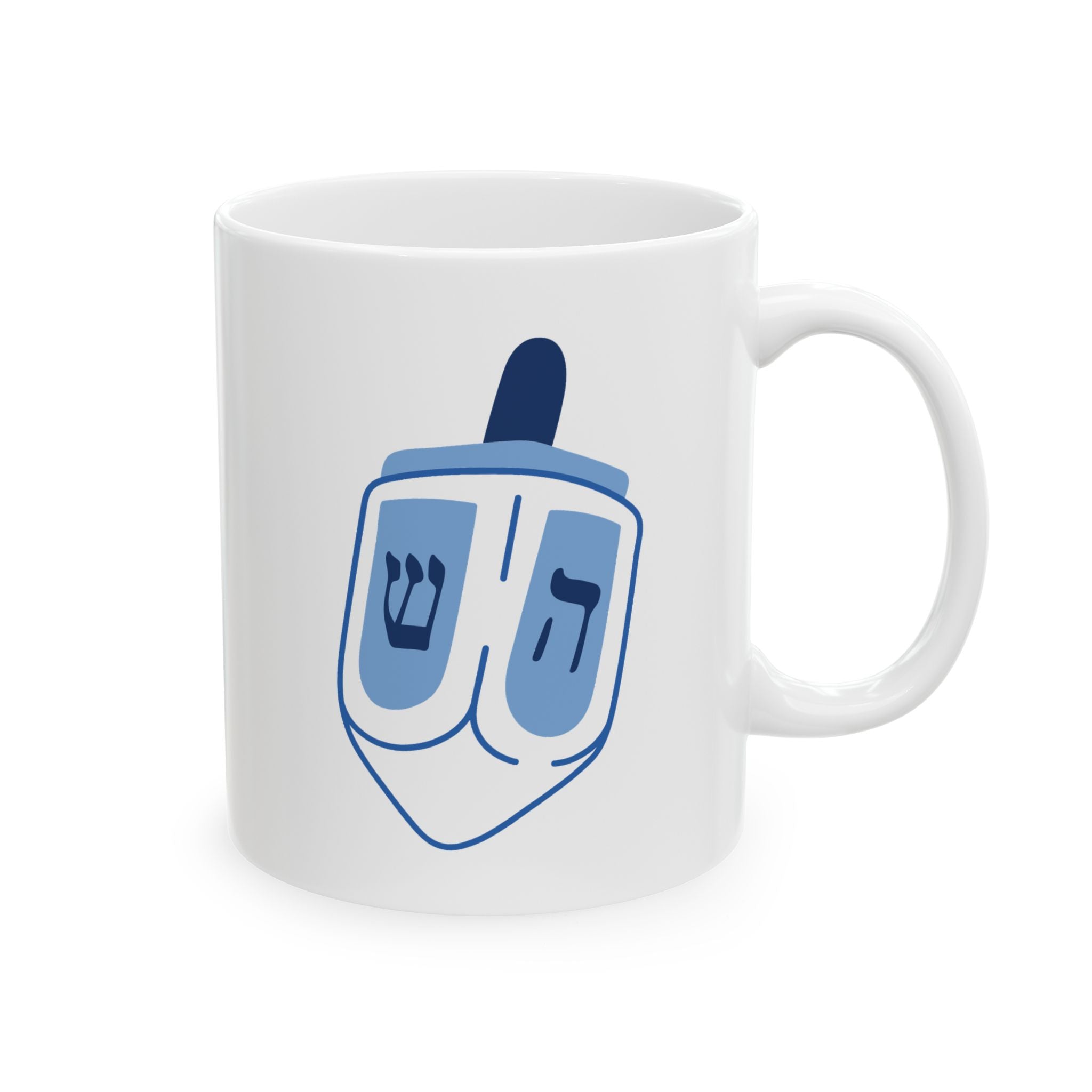 Dreidel Ceramic Mug with Modern Blue Design, Coffee Cup, Gift for Him/Her, Home Decor, Unique Kitchenware