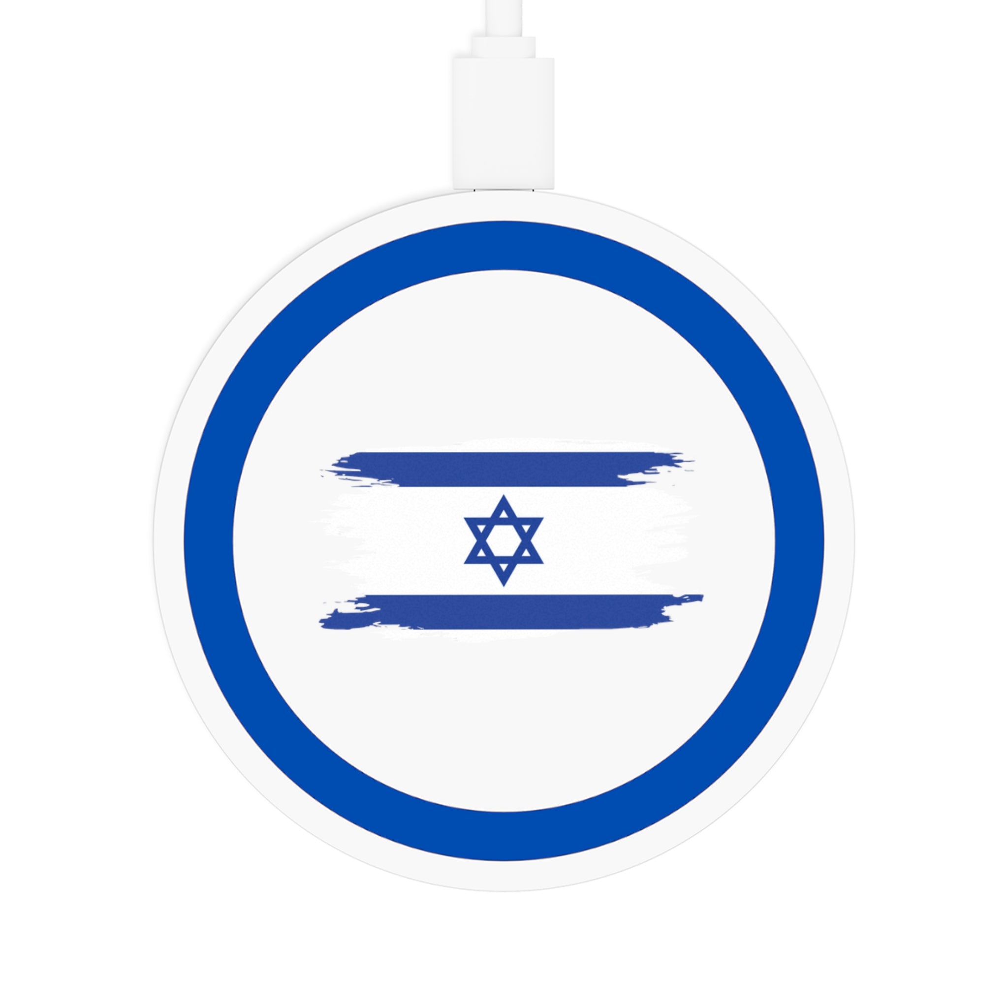 Israeli Flag Wireless Charging Pad, Tech Gift, Desk Organizer, Trendy Phone Charger, Home Decor, Hanukkah Gift, Birthday Present