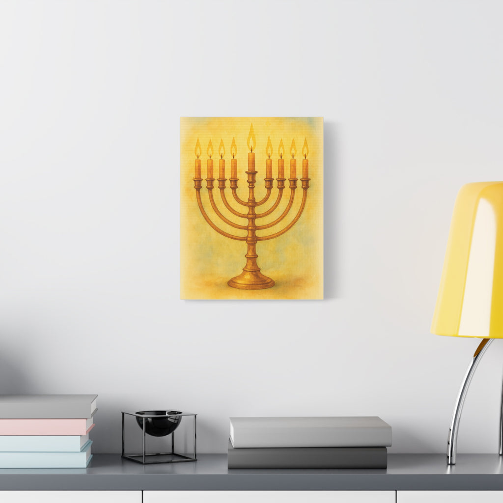 Hanukkah Canvas Wall Art, Celebrate Faith, Jewish Home Decor, Holiday Decoration, Gift for Menorah Lovers