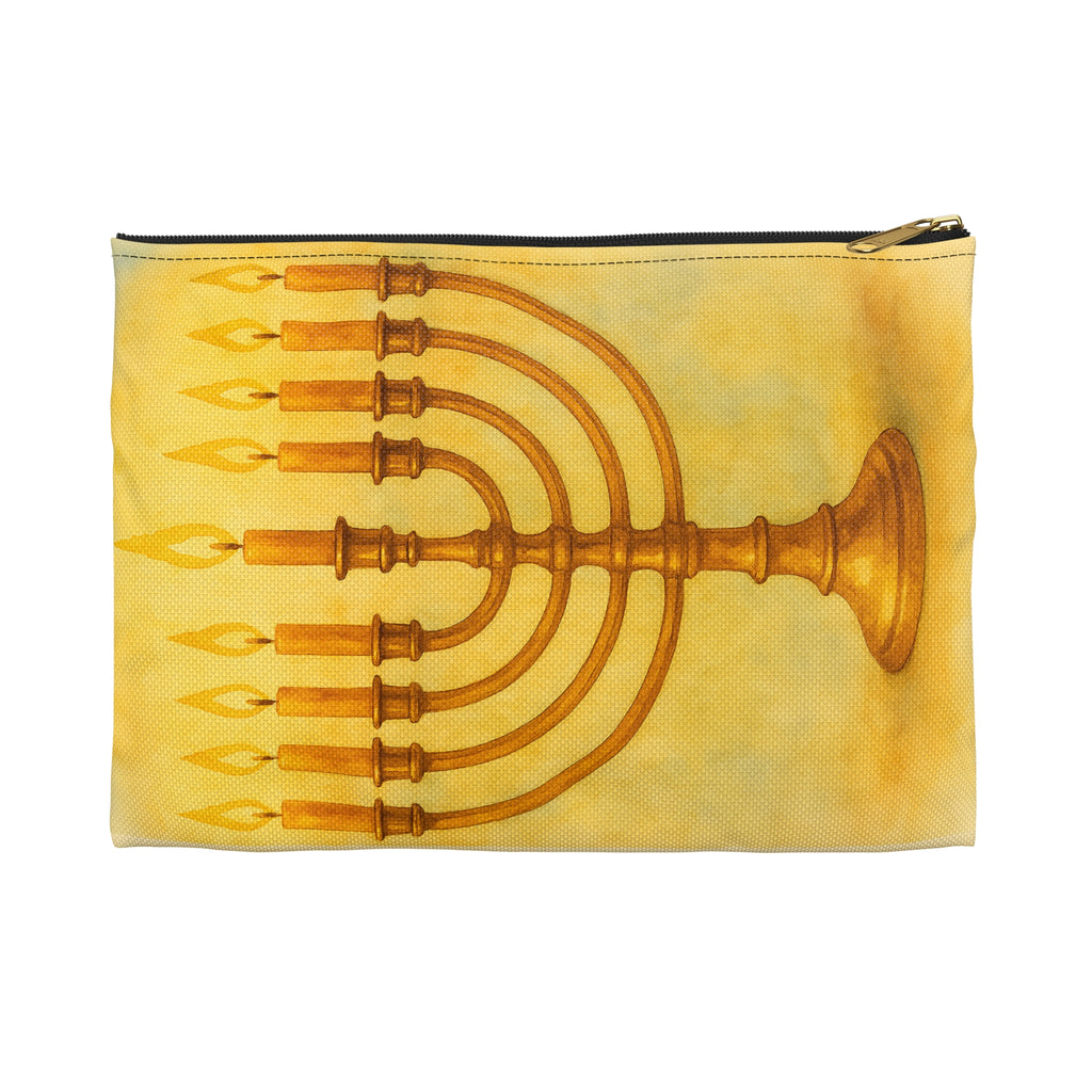 Menorah Accessory Pouch, Hanukkah Gift, Jewish Holiday Organizer, Zip Pouch, Festival of Lights Storage Bag