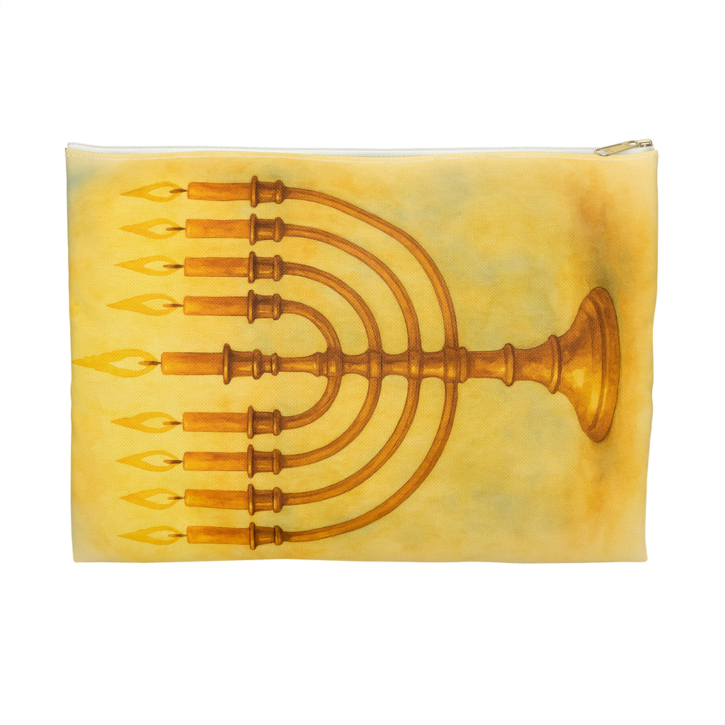 Menorah Accessory Pouch, Hanukkah Gift, Jewish Holiday Organizer, Zip Pouch, Festival of Lights Storage Bag