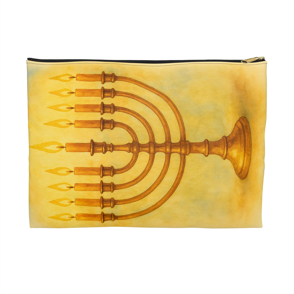 Menorah Accessory Pouch, Hanukkah Gift, Jewish Holiday Organizer, Zip Pouch, Festival of Lights Storage Bag