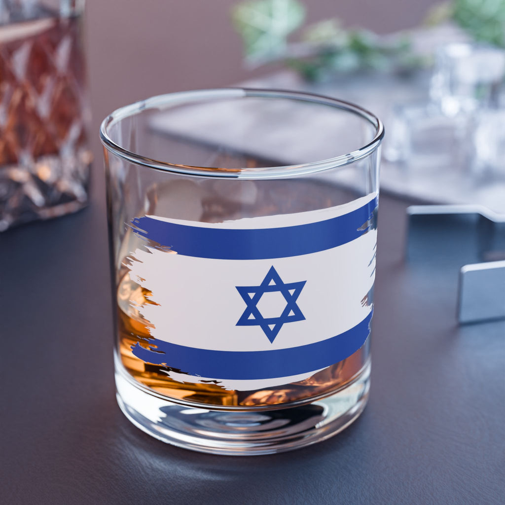 Israeli Flag Rocks Glass, 10oz | Perfect for Celebrations, Home Bar, Gifts, Collectibles