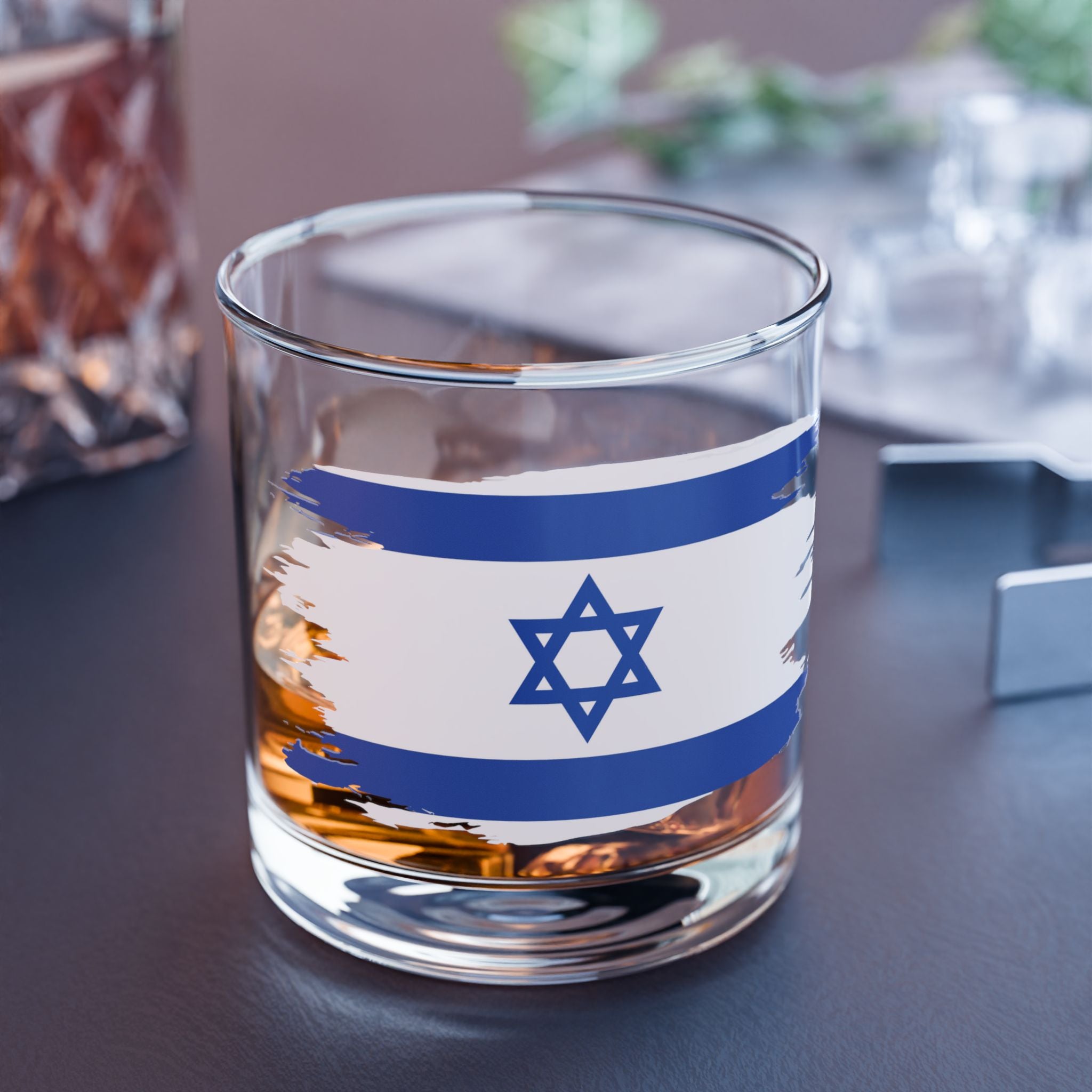 Israeli Flag Rocks Glass, 10oz | Perfect for Celebrations, Home Bar, Gifts, Collectibles