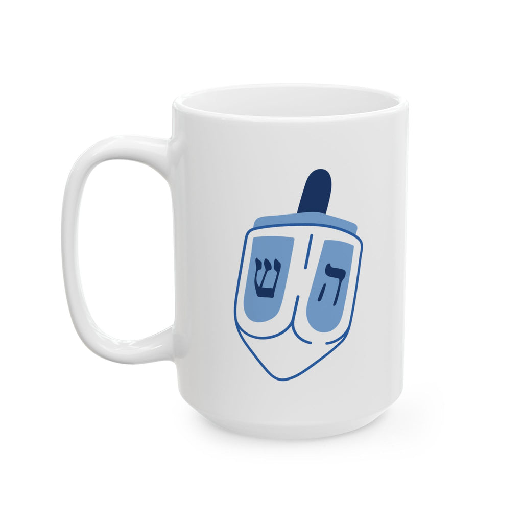 Dreidel Ceramic Mug with Modern Blue Design, Coffee Cup, Gift for Him/Her, Home Decor, Unique Kitchenware
