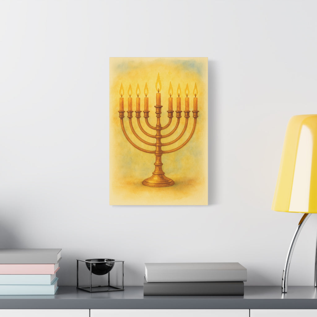 Hanukkah Canvas Wall Art, Celebrate Faith, Jewish Home Decor, Holiday Decoration, Gift for Menorah Lovers