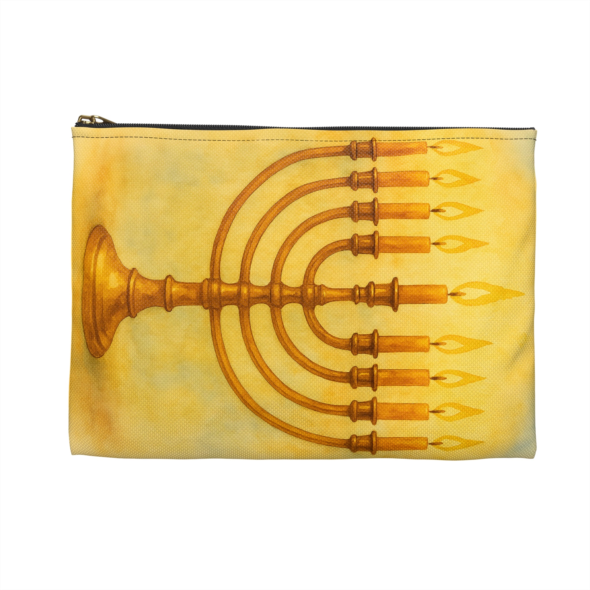 Menorah Accessory Pouch, Hanukkah Gift, Jewish Holiday Organizer, Zip Pouch, Festival of Lights Storage Bag