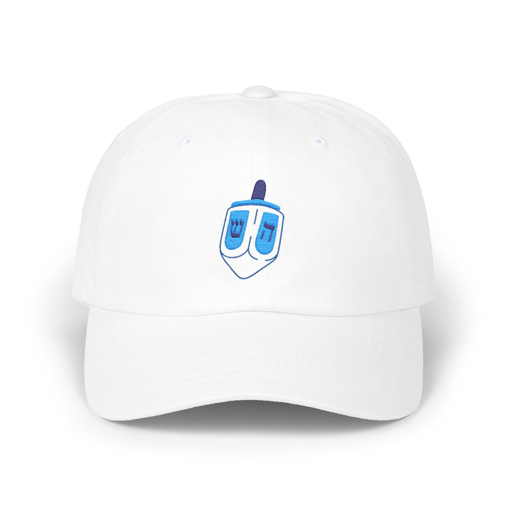 Hanukkah Spinning Dreidel Dad Cap, Classic White Cap, Holiday Gift, Casual Wear, Men’s Unisex Hat