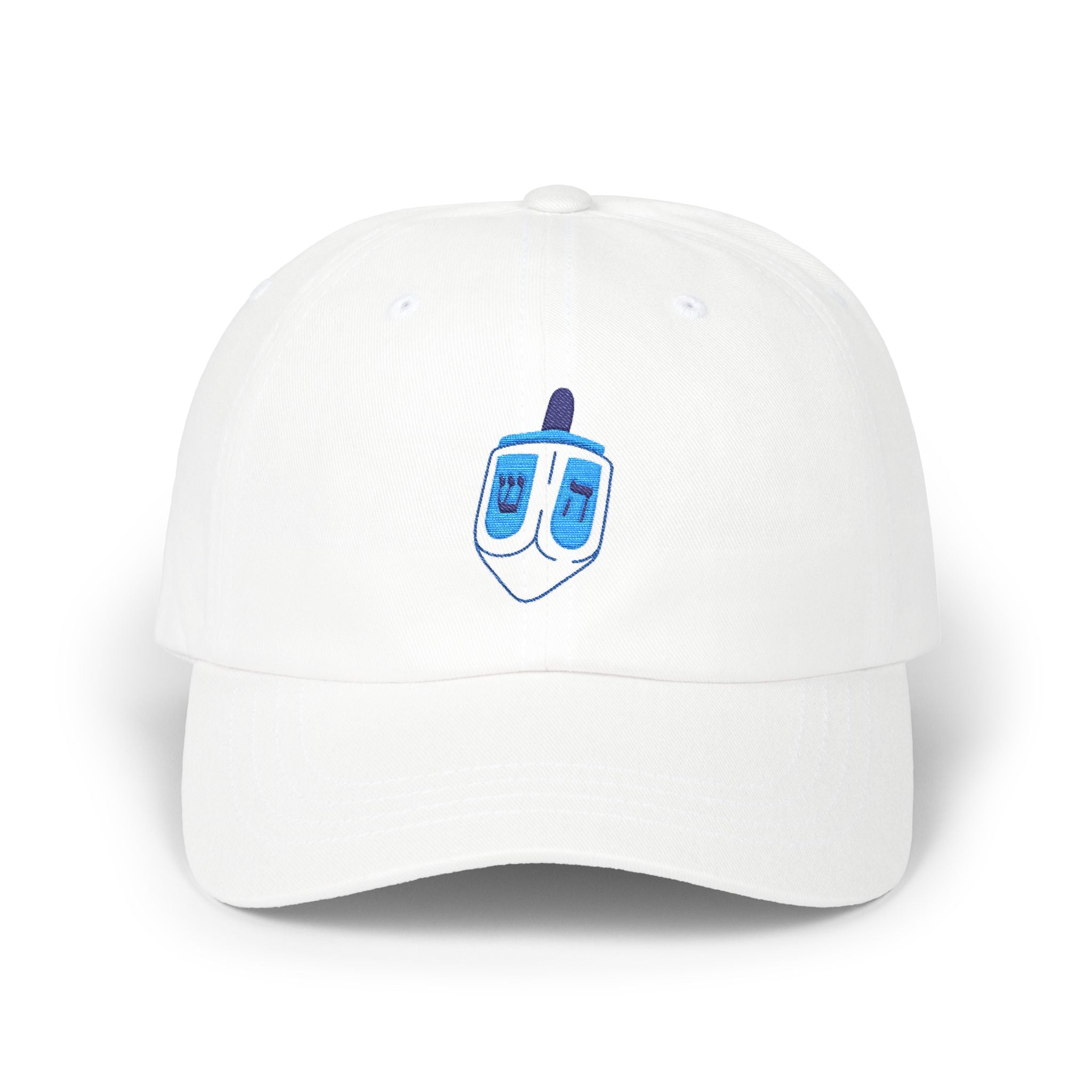 Hanukkah Spinning Dreidel Dad Cap, Classic White Cap, Holiday Gift, Casual Wear, Men’s Unisex Hat