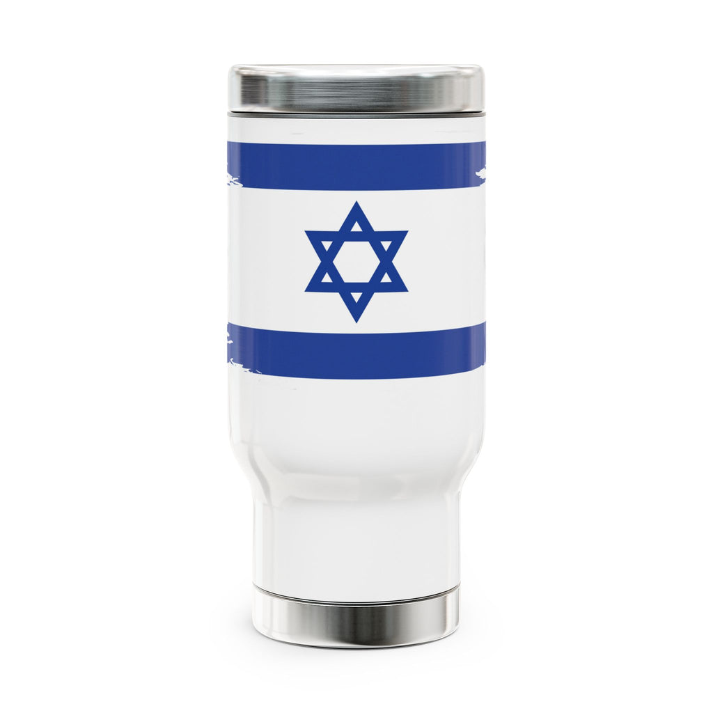 Travel Mug with Handle, Israeli Flag Design, Perfect for Gifts, Travel, Coffee Lovers, Hanukkah