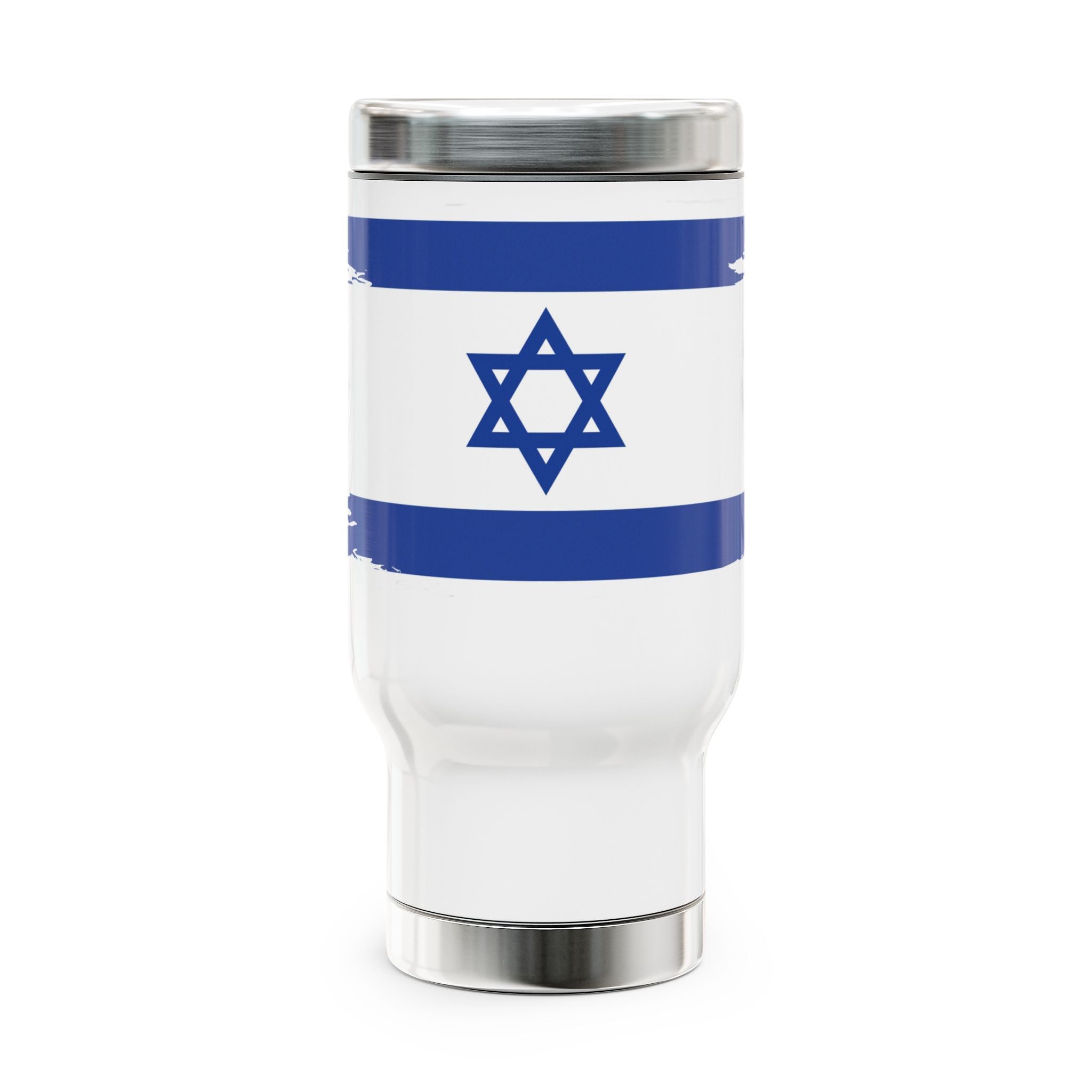 Travel Mug with Handle, Israeli Flag Design, Perfect for Gifts, Travel, Coffee Lovers, Hanukkah