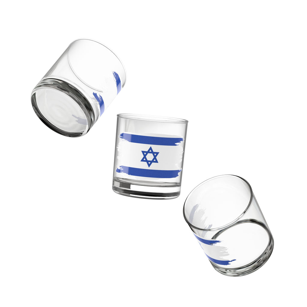 Israeli Flag Rocks Glass, 10oz | Perfect for Celebrations, Home Bar, Gifts, Collectibles