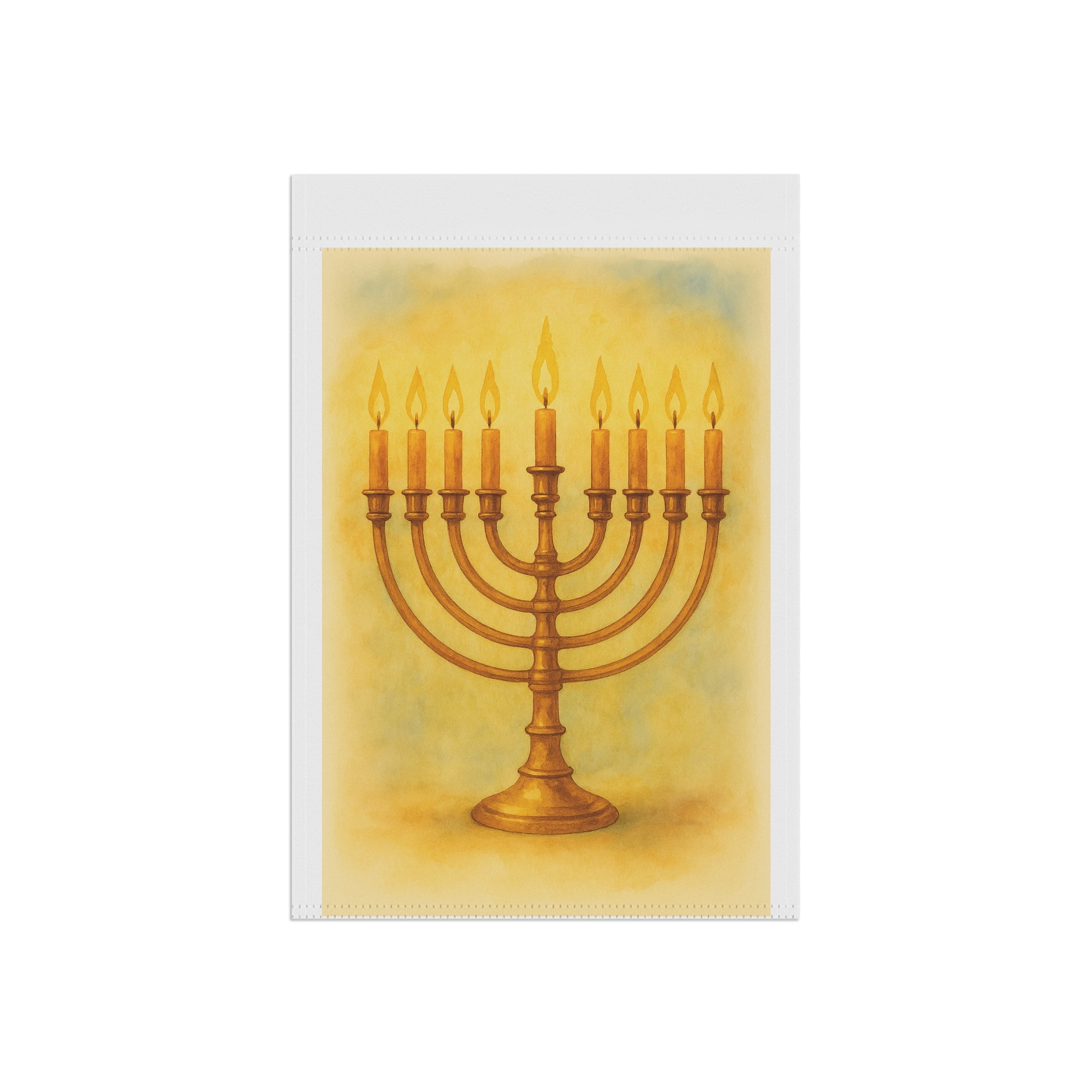 Gold Menorah Garden Banner, Hanukkah Outdoor Decor, Festive House Flag, Jewish Holiday Decorative Sign, Seasonal Yard Art