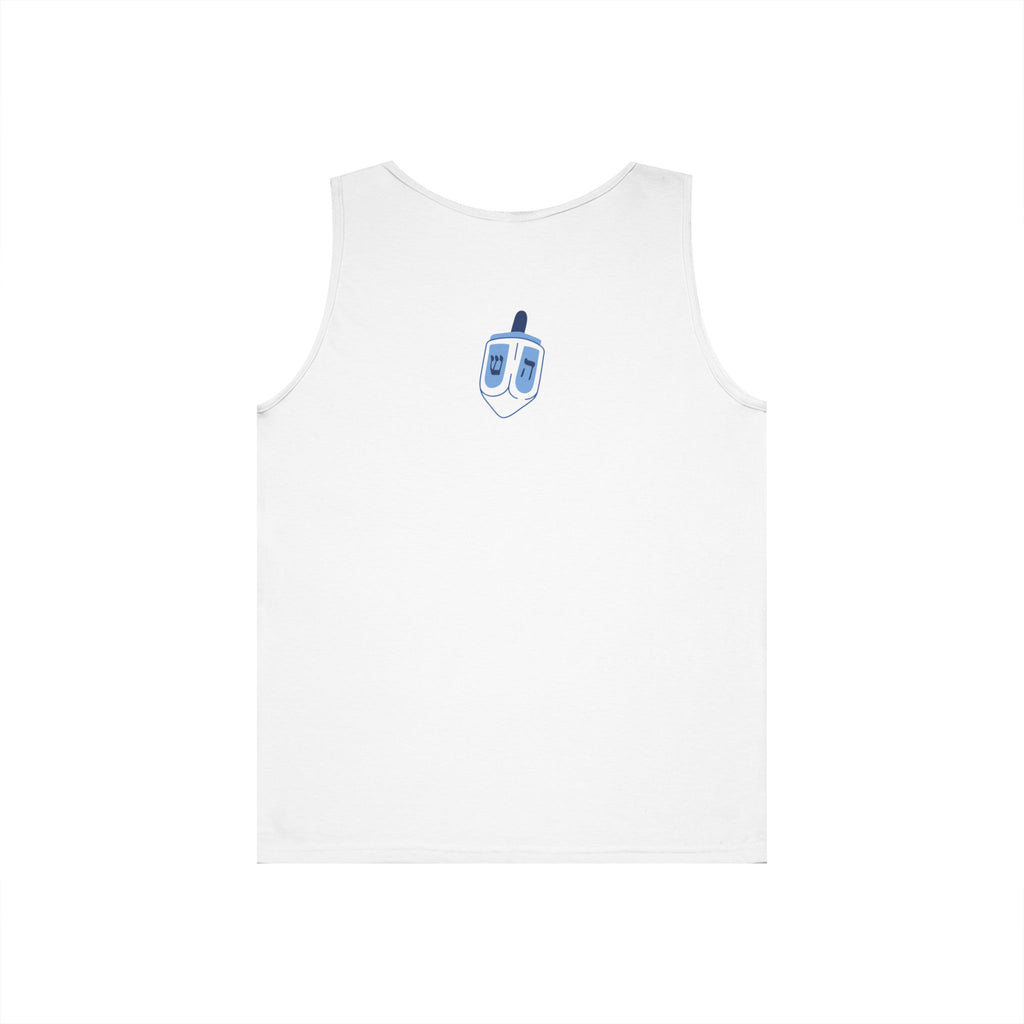 Dreidel Themed Unisex Heavy Cotton Tank Top, Perfect for Hanukkah, Casual Wear, Holiday Gift, Festivals, Comfortable Summer Style