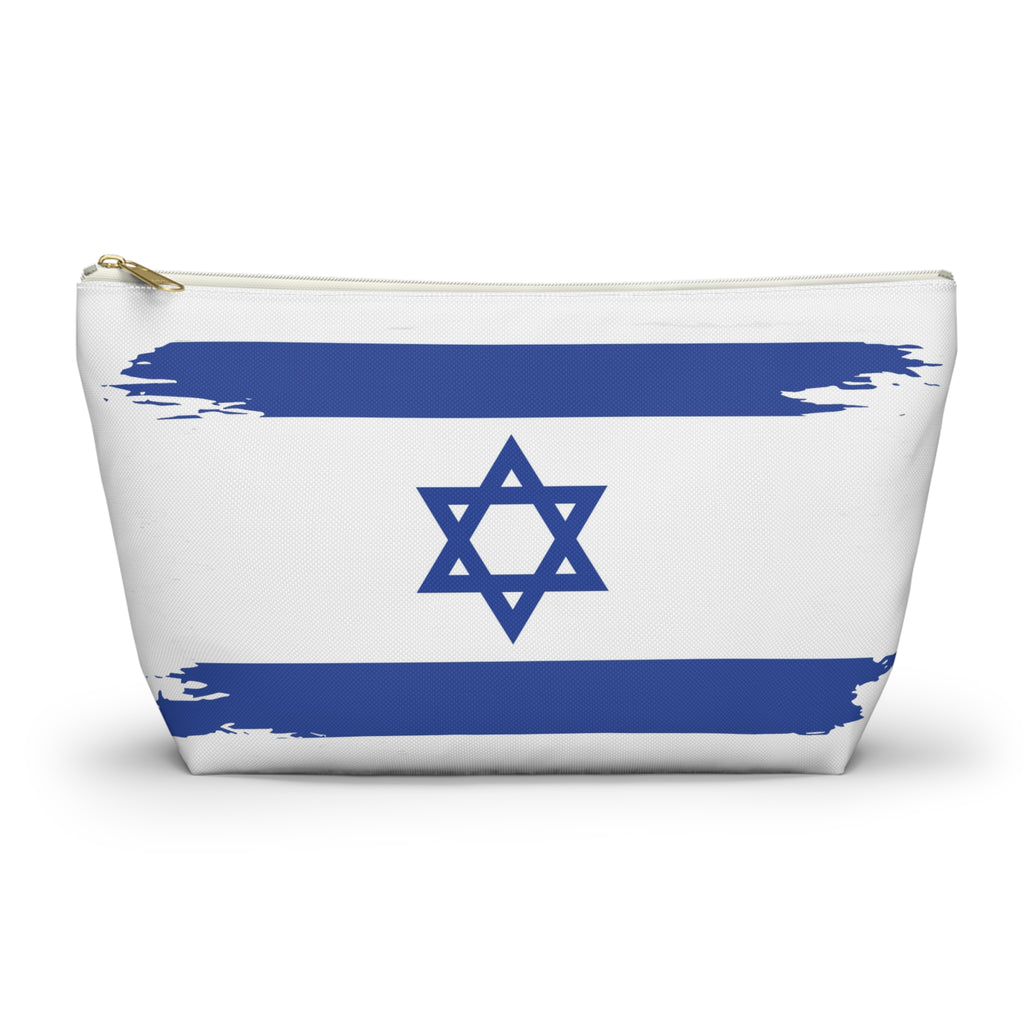 Israeli Flag Accessory Pouch, Travel Makeup Bag, Gift for Travelers, Israel Pride, Hanukkah Gift, Flag Pouch