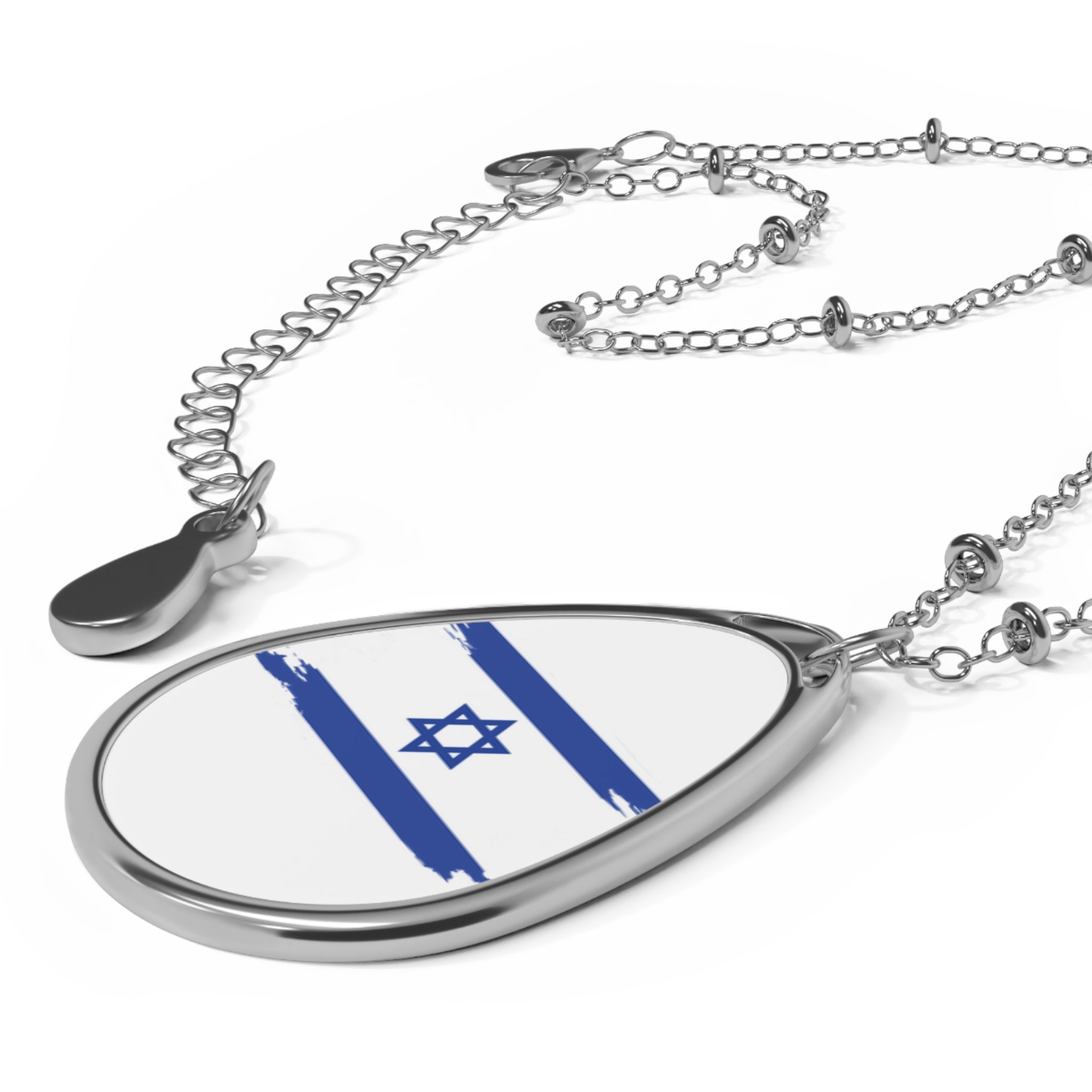 Israeli Flag Oval Necklace, Meaningful Jewelry Gift, Support Israel, Layering Necklace, Unique Pendant, Special Occasion Jewelry
